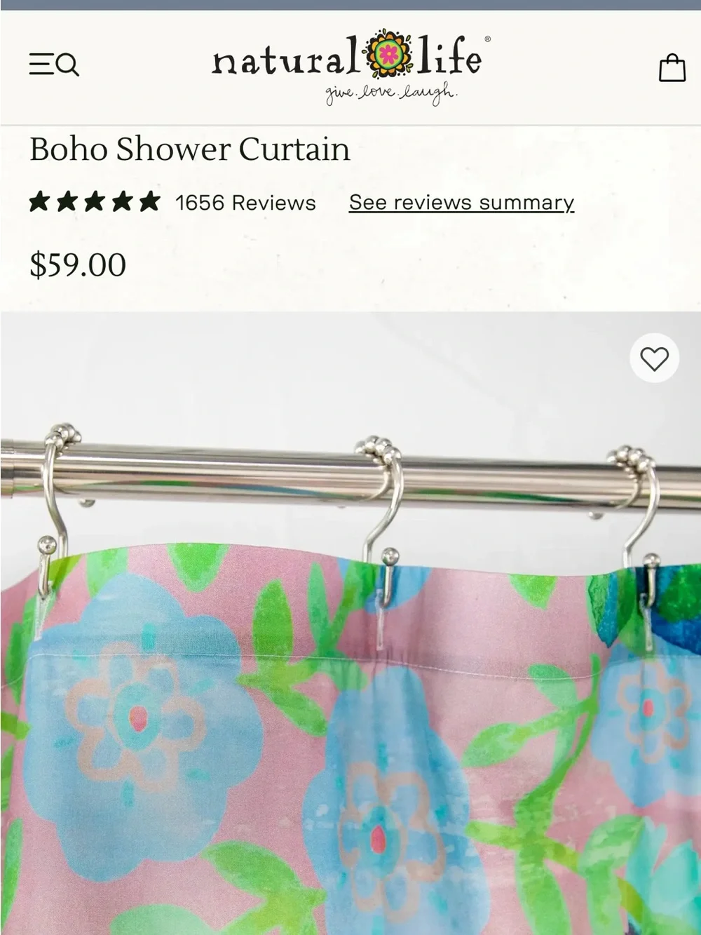 natural life Boho Floral Shower Curtain - Multicolor